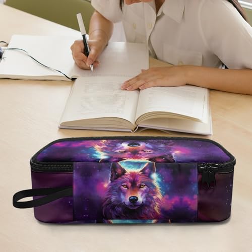 Image of Starry Wolf Pencil Case for Boys Large Capacity Pencil Bag for 3-14 Years Kids Pencil Pouch for 3Rd 4Th Children Pencil Box for Girls Adults Women Make Up Bag for School Supplies