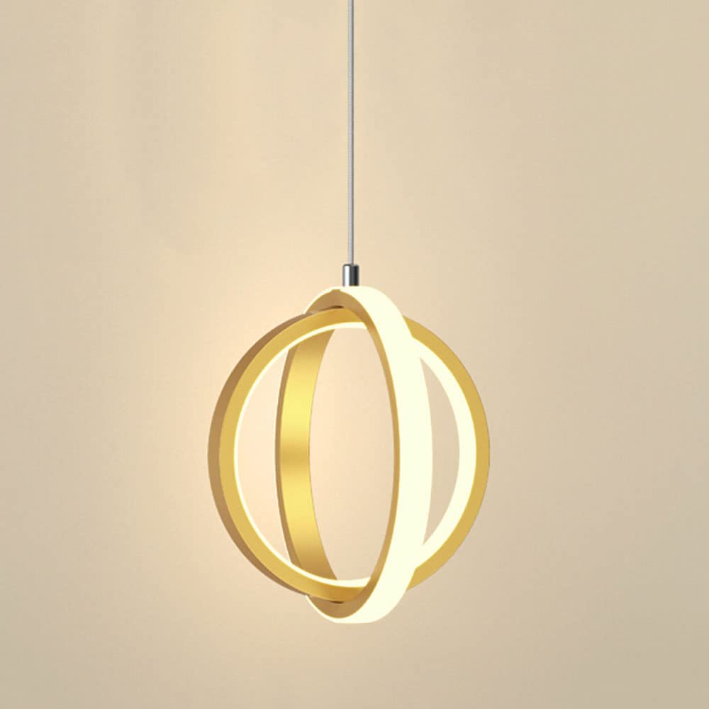 Siet Modern LED Pendant Light Ring Drop Ceiling Lamp, 20W Globe Mini Hanging Chandelier Lighting Fixture, Kitchen Island Living Dining Room Bedroom Bedside Drop Ceiling Lamp