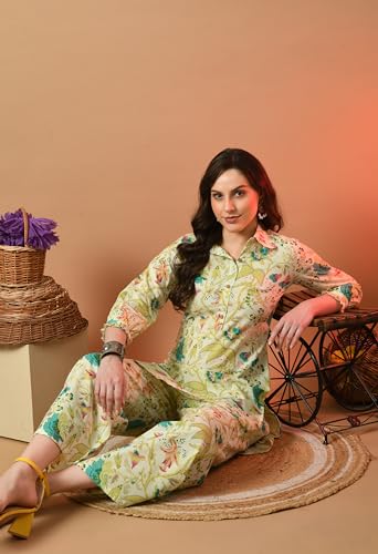 Image of feranoid Co Ord Set Collared Straight 4 Button Kurta with Plazzo