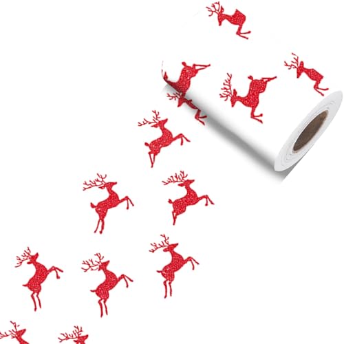 Image of Nuxovilar Red Reindeer Winter Peel Stick Wall Border PVC 3.94x16.4'