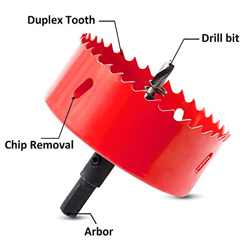 Hordion 90Mm/3 1/2" Hole Saw Bi-Metal Saw Drilling Tool With Twist Drill Bit & L Hex Wrench For Cornhole Boards Wood Plasterboard Plywood Plastic #TOP2