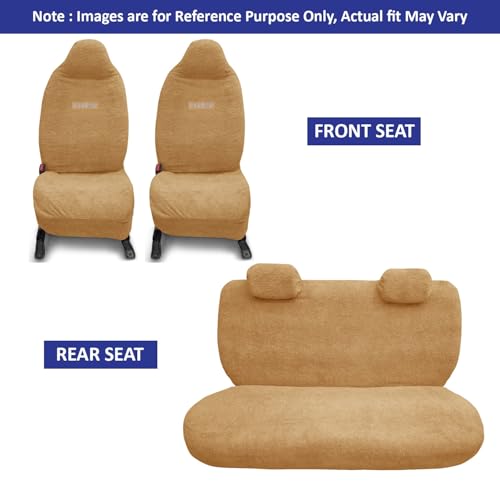 Image of Kingsway Swift Seat Cover for (Year 2024 Onwards) All Model, Towel Fabric Car Seat Covers Compatible with Maruti Suzuki Swift, Complete Set (Car Specific Front + Rear Seat Covers), Beige Color