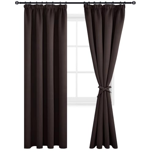 DWCN Blackout Curtains for Bedroom Room Divider Curtains Thermal Insulated Room Darkening Pencil Pleat Window Curtains for Living Room 66 x 90 inch Length