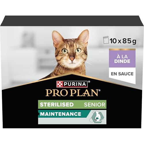 Pro Plan Maintenance Sterilised Senior 7+ Katzenfutter nass für sterilisierte Katzen, reich an Truthahn, 4er Pack (4 x 10 x 85g)