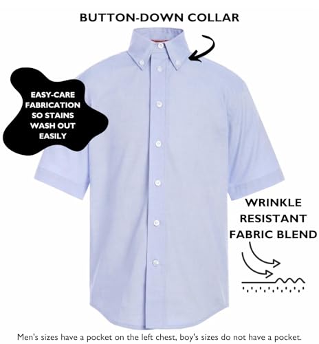 Image of Tommy Hilfiger Boys Short Sleeve Pinpoint Oxford Collar Shirt, School Uniforms