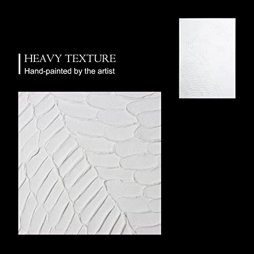 Zessonic White Abstract Wall Art For Living-Room - Large Geometry Texture Abstract Hand-Painting Artwork Minimalism Contemporary Nordic Decorative For Living Room, Bedroom - 28" W X 40" H #TOP1