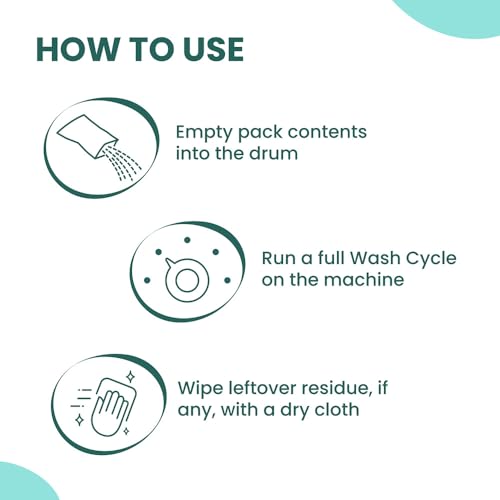 Image of Happi Planet Washing Machine Cleaner & Descaler Powder | 4 Sachets (20g Each) | Removes Limescale, Dirt & Soap Scum | Deep Drum Cleaner for Top Load & Front Load Machines | Eliminates Odor & Residue