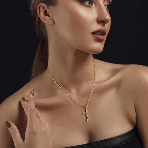 Cross Necklace for Women Gold Cross Necklaces for Women 14K Gold Crosses Chain Pendant Necklace for Womens Double-Layered Pendant Crosses Chain Necklaces for Womens 26/30mm3