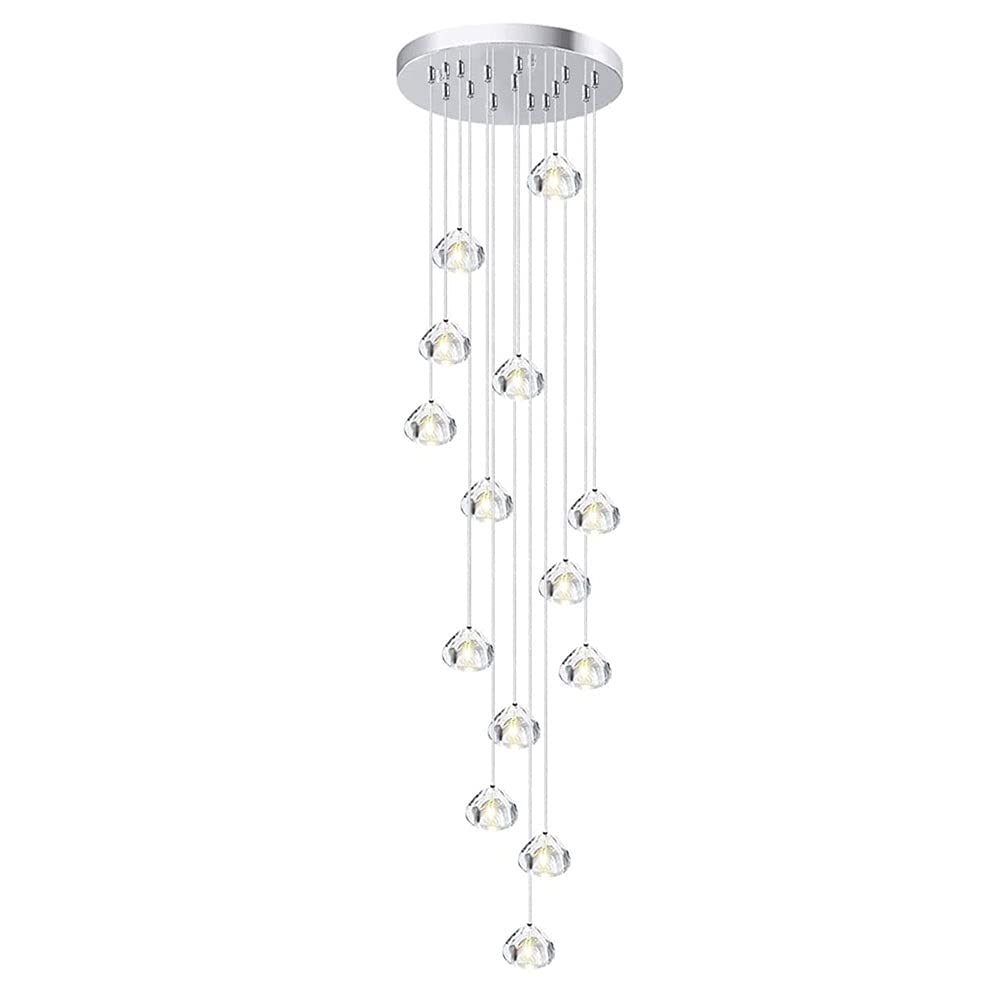 CZYLJLK Crystal LED Modern Pendant Light,Raindrop Ceiling Light Ball Lighting Fixture Lights for Staircase Living Room Hotel Hallway Foyer Entryway Customizable(Round) (