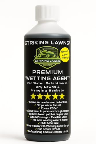PREMIUM WETTING AGENT Lawn Treatment by Striking Lawns – Improves Water Penetration in Dry Soil | Prevents Run-Off & Brown Patches | Sprayer & Watering Can Use | Pet & Child Safe | 500ml