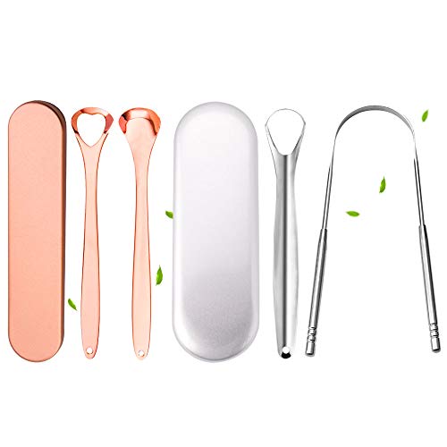Tongue Scraper (4 packs) Rose gold and silver