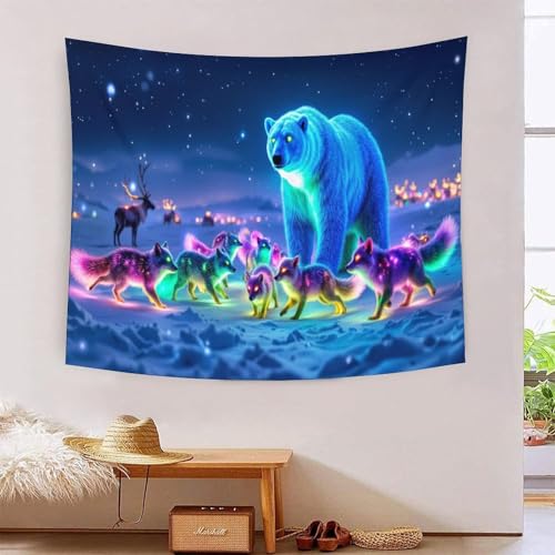 Tapisserie murale ours polaire effet 3D pour transformer le salon en cocon