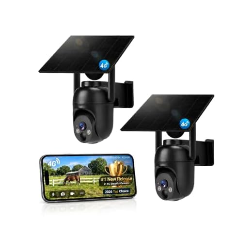 4G LTE Cellular Security Camera 2 Pack, Built-in SIM Card, Solar Powered
