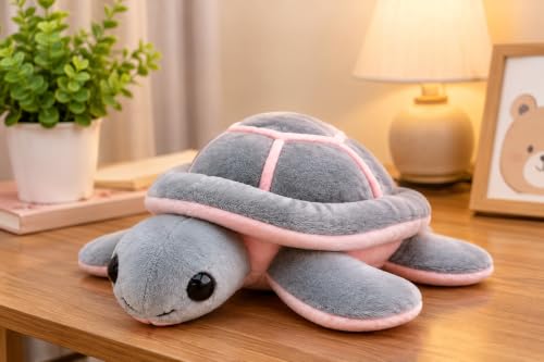 Image of Tortoise, Plush Sea Turtle Soft Toy, Grey and Pink, 22 cm, Stuffed Animal for Kids, Modern Style, Unisex Children, for Kids Playing, Decoration and Gifting Purpose