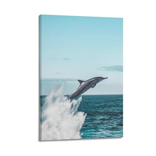Poster dauphins mer grand format déco murale moderne 60x90