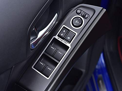 Cubierta De Acero para CIVIC IX - 5 Piezas Mandos de Los Elevalunas Placas Inox Metal Cepillado Decoración Personalizados Hechos a Medida Tuning