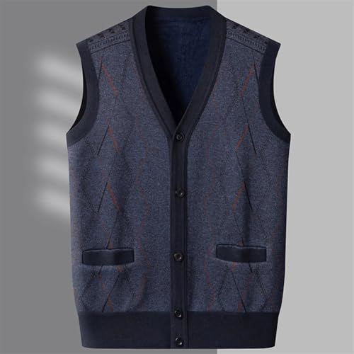 Men Middle Thick Knit Vest Printed Loose V Neck Waistcoat Knit Cardigan Patchwork Tank Top3