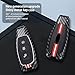 HIBEYO Key Fob Cover Fit for Ford Focus 3 4 ST Fiesta Fusion Kuga Ecosport Mondeo MK3 MK4 Car Accessories Metal&Silicone 3 Button Key Case Protector Holder-A Keychain(Red&White Lines)