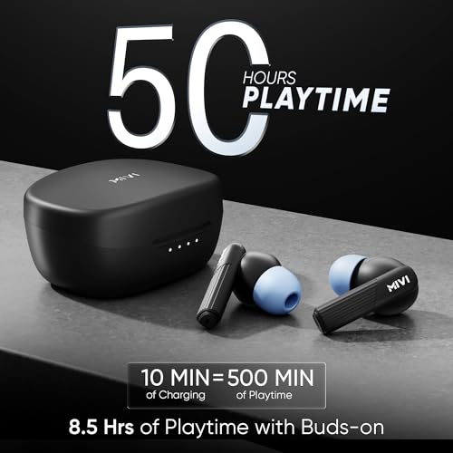 Image of Mivi DuoPods C1 [New Launch] HD Call Clarity Ear Buds Wireless | Longer Playtime | 13mm Bass Drivers | Low Latency for Best Gaming Experience | Type-C Charging | Made in India TWS Earbuds