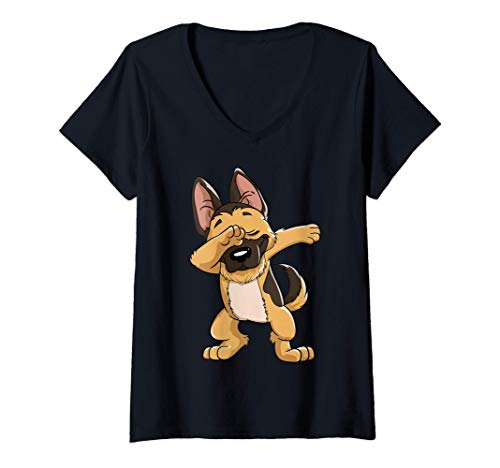 Mujer Dabbing German Shepherd Dog Lover Gifts Men Women Dab Dance Camiseta Cuello V
