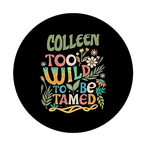 COLLEEN Name Cute Retro Girls Wildflower COLLEEN Name PopSockets Swappable PopGrip, Black - Image 3