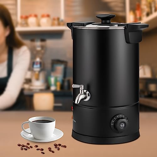 8L Stainless Steel Commercial Coffee Pot with Plastic Filter,110V 1KW Beverage Dispenser,Electric Coffee Urn for Cafes & Offices (8L, Black)