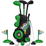 Liberry Toddler Golf Set for Ages 2 3 4 Boys Girls, Upgraded Kids Golf Cart with Shoulder Strap Design, Outdoor Indoor Sports Toys Birthday Gifts, Black