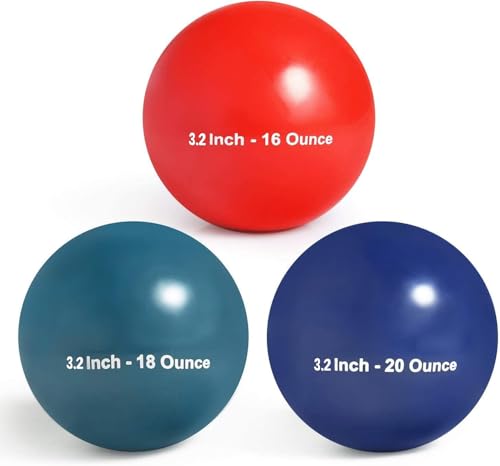 3.2IN Weighted Baseball & Softball Training Balls Set for Batting Hitting & Pitching Practice | Durable PVC Shell | 16oz to 20oz | 3pcs