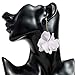D.Rosse Boho Rose Petal Dangle Resin Earrings - Long Drop Acrylic Tiered Flower Earrings - Statement Exaggerated Floral Tassel Earrings for Women and Girls (White)