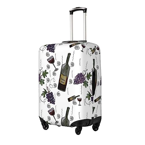 Wine Bottles And Grapes Luggage Cover Washable Elasticated Luggage Covers for Suitcase TSA Approved Stylish Scratch Resistant Luggage Case Protector2