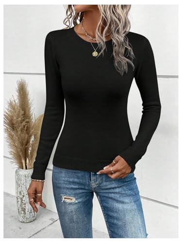 SOLY HUX Women's Sweater Crew Neck Long Sleeve Casual Solid Basic Pullover Tops3