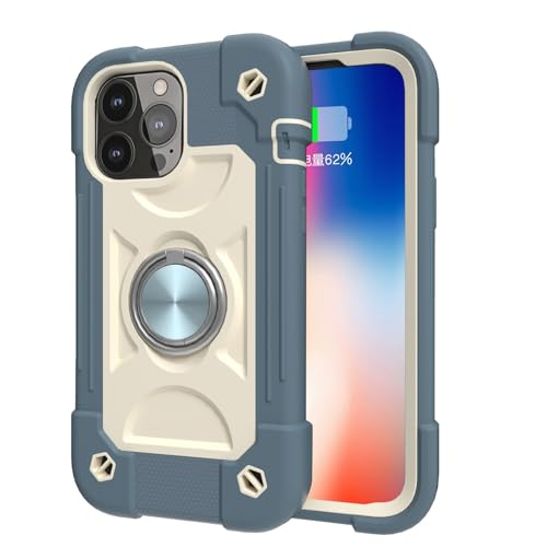 Coque iPhone 17 Pro Max bleu foncé rigide triple couche avec anneau silicone
