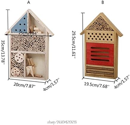 Natural Wooden Insect House Hotel Bee House Hive Habitat for Ladybugs Ladybirds lacewings Butterfly Mason D10 20 Dropship (Color : 7HH1402362-1)
