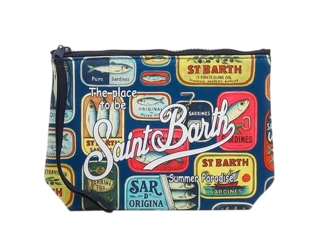 Saint Barth MC2 POCHETTE ALINE IN SCUBA CON STAMPA SARDINE TIN