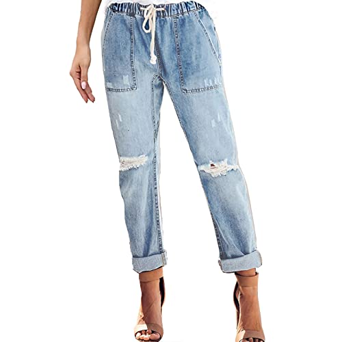 Jean extensible taille haute pour femme coupe droite STKOOBQ