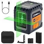 CIGMAN Green Laser Level, Self-Leveling Cross Line Laser, 30M Working Distance (Up to 50M with Detector), Rechargeable Battery Built-in, Button Control Laser