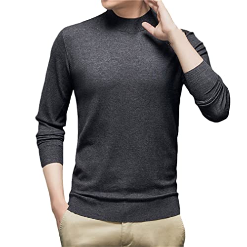 Pull à col roulé YIOLEAMP gris foncé en tricot chaud pour homme taille S