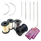 Buena herramienta para principiantes: estamos equipados con 2 bolsas de agujas de coser de acero chapado en níquel, cada paquete contiene 7 especificaciones de aguja diferentes, un dedal y 4 colores de hilo de coser para tapicería. Este kit de hilo de coser de cuero es muy bueno para coser a mano, artesanos y entusiastas del bricolaje.