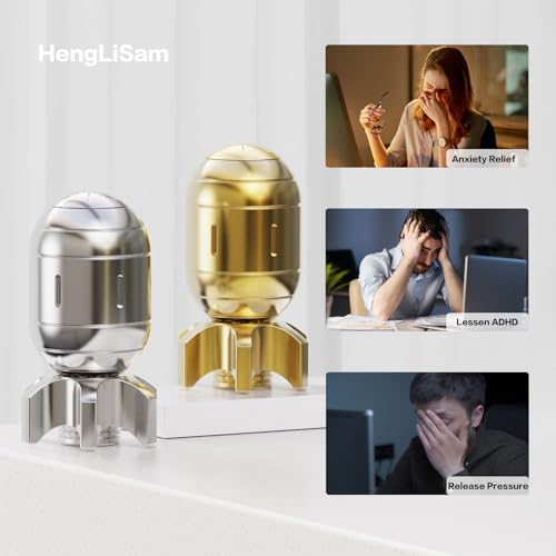 HengLiSam Fidget Toys for Adults, EDC Metal Fidget Desk Spinners, Clicker Haptic Adult Toy for Anxiety ADHD, Cool Office Gadgets Gift for Dad Teens, Fidgets Toy for Men And Kill Time (Stainless Steel) - Image 2