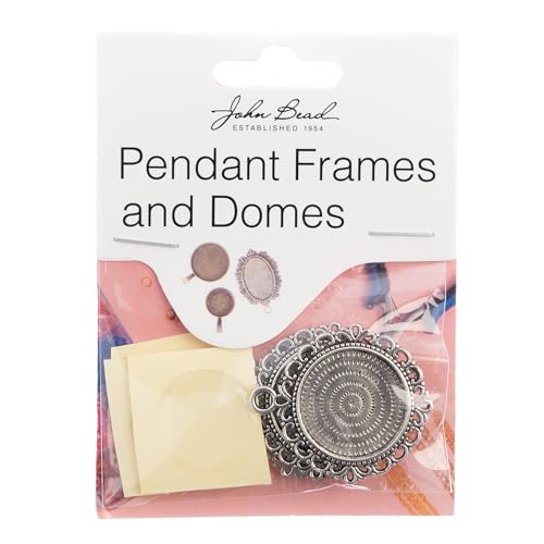 Pendant Frame Rnd 27mm John Bead support médaillon argenté pour collier artisanal - 2