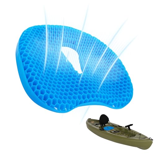 Kayak Seat Cushion Compatible with lifetime, Thicken Gel Seat Cushion, Breathable Honeycomb Design Absorbs Pressure, Kayak Accessories Pad for Long Sitting on Fishing, Canoe, Rowing