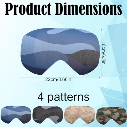 Sinbana 4pcs Ski Snowboard Goggle Cover Sleeves, 4 Camouflage Patterns Polyester Ski Goggle Lens Cover Protectors for Adults Kids Travel Storage Accessories Scratch-Resistant & Dust-Resistant