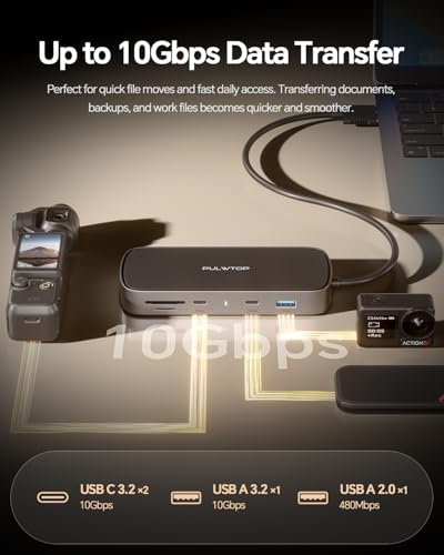 Image of MacBook Pro Docking Station Dual Monitor 4K@60Hz for MacBook Air /Pro M5 /M4 /M3 Pro & Max, Mac Docking Station Dual Monitor with 2 HDMI, PD, Ethernet, USB A /C 10Gbps, SD /TF, USB 2.0