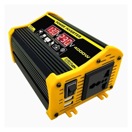 Convertitore Inverter 4000W Universale Invertitore Potenza Onda Sinusoidale Modificata Da 12V A 110V 220V Convertitore Ricarica Elettronico Esterni Con 2 USB Ricarica Veloce Invertitore Trasformatore(