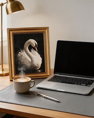 Image of HUARCEY Gold Framed Vintage Wall Art for Living Room, Animals Painting Prints Shelf Decor for Kitchen, Aesthetic Bedroom Wall Art, Best Gifts for Friends or Family - Swan Black 10L x 8W