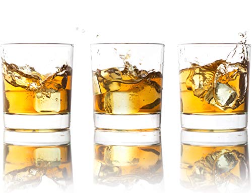 Amerigo Crystal Whiskey Glass Set of 4 in Luxury Gift Box - Heavy Base Old Fashioned Whiskey Glasses 10oz for Scotch - Whisky Gift for Men - Bourbon Glass Tumblers - Fathers Day Gift - Home Bar Set