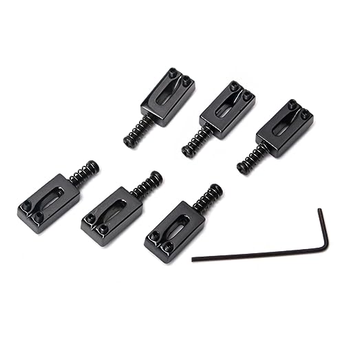 HEMOTON 6 in 1 Flat Guitar Saddle Set Replacement Parts for Guitars Zinc Alloy Sturdy Fit Black
