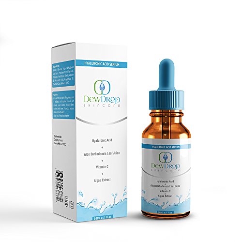 DewDrop Skincare Hyaluronic Acid Serum Vitamin C, Aloe Leaf Juice Algae Extract & Collagen Provides Moisture Boost Needed to Achieve Youthful Glow & Proven to Reduce Skin’s Fine Lines and Wrinkles