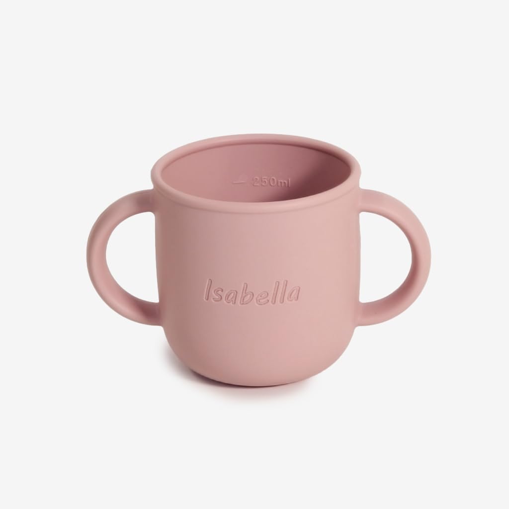Personalised Silicone Sippy Cup with Handles, 250ml (Shell Pink)