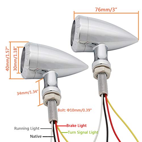 FATECIM 2X Motorcycle LED Taillight Turn Signal Lights with Running/Braking Lights, Heavy Duty Aftermarket Blinkers Indicators for Bobber Harley Honda Yamaha Suzuki Kawasaki Cruiser Mini Chopper